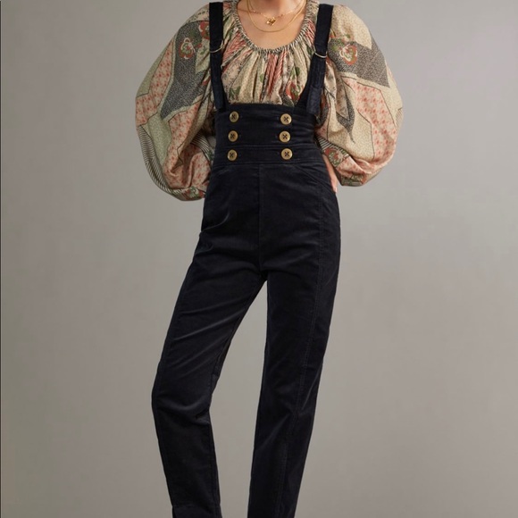 ANTHROPOLOGIE BUTTONED PINAFORE JUMPSUIT—SIZE 4—BRAND NEW WITH TAGS - Picture 4 of 5